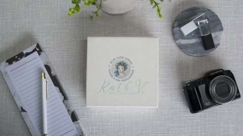 White Leatherette Deluxe USB Box with a logo