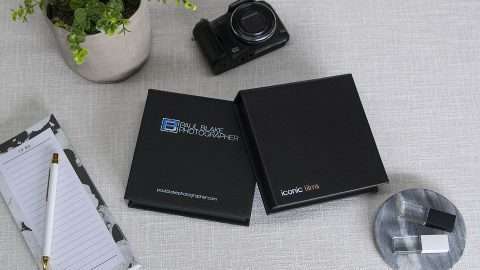 Logo Printing is available on the leatherette Deluxe USB Boxes