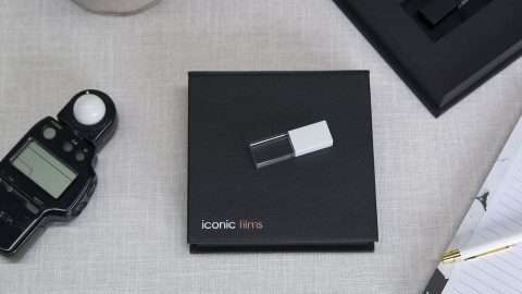 Black Leatherette Deluxe USB Box with logo and Crystal USB Drive