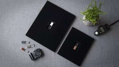 USB Drives are secured with a black elastic cord