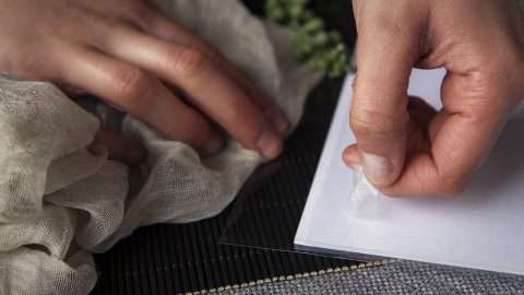 Peel the tab to seal the sleeve