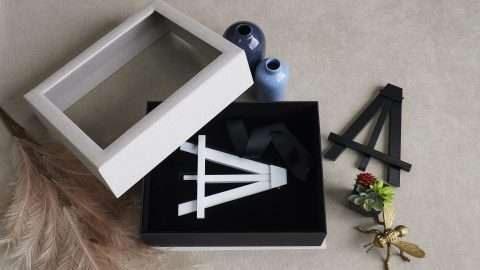 Vanilla Sand Reveal Folio Box with optional Easel Foam Insert